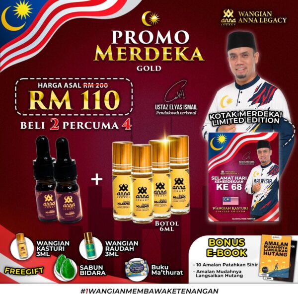GOLD KASTURI - 2 BOTOL + FREE 6 BOTOL + FREE 1 SABUN BIDARA